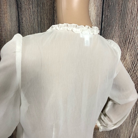 Ann Taylor Loft White Ruffle Shirt - Picture 9 of 14